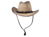 MG DUMMY Tea Stained Raffia Straw Cowboy Hat (Black)