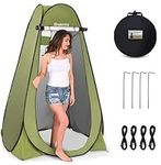 Brekmis Pop Up Privacy Tent – Portable Camping Tent Privacy Shelter for Shower Toilet Dressing Changing UV/Rain Shelter with Windows – for Camping and Beach Outdoors– Easy Set Up Foldable with Carry Bag Lightweight and Sturdy（Green）