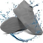 FEXMY Waterproof Silicone Shoe Covers for Rain – Durable, Non-Slip Protection for Women and Men, Reusable Shoe Protector for Outdoor Activities, Travel, and Daily Use Overshoes (Grey, Medium)