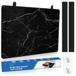 Stove Top Cover for Electric Stove (28.5”x 20.5”), Heat Resistant Glass Stove Top Cover, Cooktop Protector for Glass/Ceramic Stoves, Dishwasher Safe Natural Rubber（Black Marble）