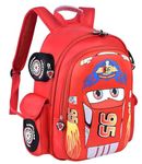 QWZY Kid Toddler Boys Girls Backpack Waterproof Cartoon Truck Car Child Snack School Bag Kindergarten Backpack, Red, Large, Classic