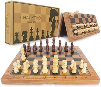 Chaukoko Chess Set Foldable Chess Board Game Sets with Crafted Pieces/2 Extra Queens/Family Games (CKW-001)