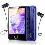 AGPTEK Blue MP3 Player Bluetooth 5.3, 64GB Internal Memory Expandable up to 128GB, 2.8 Inch Full Touch Screen Music Player with Speaker, FM Radio, Earphone & MP3 Protective Case Included