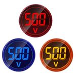 Microtail Plastic Direct AC 60-500V Digital Voltmeter LED Indicator Lamp Round Signal Light (Red-Yellow-Blue) Combo