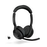 Jabra Evolve2 55 Stereo Wireless Headset - Features Jabra AirComfort Technology, Noise-Cancelling Mics & Active Noise Cancellation - Works with UC Platforms Such as Zoom & Google Meet - Black