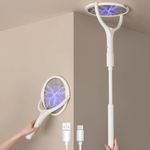 GeckoMan Rotating Head Electric Fly Zapper Electric Fly Swatter Racket Rechargeable Flies Killer Spider Catcher Mosquito Bug Zapper Indoor UK, with a Telescopic Extension