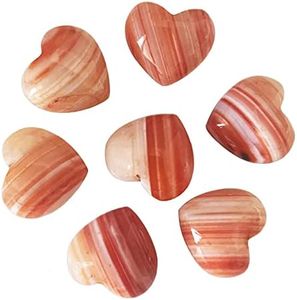 Loveliome 7 Pcs Natural Stripes Agate Carved Heart Love Palm Stone,Healing Palm Crystal(0.6 Inch)