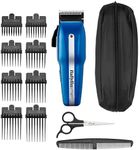 BaByliss PowerLight Pro Clipper, Cordless or Corded Hair Clippers for Men, 8 cutter guides 1-8, Rechargeable Grooming Set, Blue, 7498CU