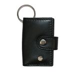 Leather Scan Card Key Chain Wallet, Black with Black Interior