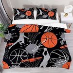 Ultra Soft Duvet Cover King Size Zipper Closure Boy Playing Basketball 3 Pcs Breathable Microfiber Quilt Cover Protector Set