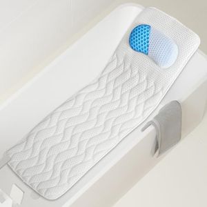 Full Body Bath Pillow with Headrest | Bath Pillows for tub with Mesh Washing Bag-Spa Bathtub Pillow for Head Neck Shoulder and Back Support,5D Air Mesh & Quick Drying (White)