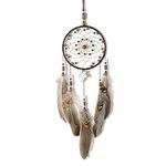 Monoshop Handmade Maple Leaf Dream Catcher with Feather Wind Chimes for Wall Hanging Home Decor Car Gift