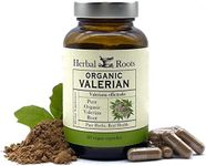 Herbal Roots Pure Organic Valerian Root Capsules - 900 mg - Non-Habit Forming with no Melatonin, Non-GMO - 60 Count Vegan Capsules, Herbal Supplement