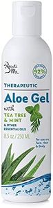 Beauti Me Organic Aloe Vera Gel for Face, Skin, Hair, Sunburn Relief, Infused with Therapeutic Tea Tree and Mint - 8.5 oz