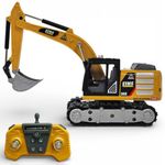 PLUSPOINT Mini RC Excavator – 1:64 Scale Die-Cast Metal Remote Control Construction Vehicle with Realistic Engineering Design, Detailed Simulation Styling & Collectible Model