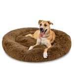 ZEXSAZONE Round Donut Fluffy Washable and Both Side usable pet Bed for Extra Large Dogs and Big Size Pets Adult Dog Labrador Golden retreiwer Pack of one XL Size Brown Color