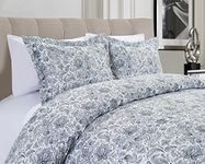 Celine Linen Luxury Silky Soft Coziest 1500 Thread Count Egyptian Quality 3-Piece Duvet Cover Set |Coarse Paisley Pattern| Wrinkle Free, King/California King, Navy Blue