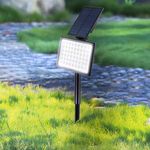 GIGAWATTS GW-707 Solar Light 54 LED BIS Approved Landscape Spotlight with 2W Polysilicon Panel 2000mAh Lithium Battery IP65 Waterproof 400lm Night Security Lantern for Garden Pathway Patio (1Pc, CW)