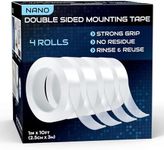 Lockport Double Sided Tape Heavy Duty Hanging Tape – 4 Pack Removable Nano Tape – 40 Ft Double Side Tape for Walls, Wood, Tile, Plastic & Metal Surfaces – Strong Grip – Double Sided Mounting Tape