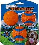 Chuckit! Fetch Medley Gen 3 Rubber Dog Balls, Ultra Ball, Rugged Ball, Fetch Balls for Dogs Launcher Compatible Dog Toy, Medium, 3 Pack