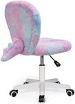 wangji TAILLA Fuzzy Kids Desk Chair, Small Comfy Armless Furry Faux Fur Swivel Chair for Tweens, with Detachable Animal Tail
