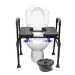 KMINA - Raised Toilet Seat with Handles (Up to 400 lbs), Sturdy Commode Toilet Chair with Bucket, Disabled Toilet Seat Frame, Commode Chairs for Disabled and Elderly, Toilet Seat Riser (Black)