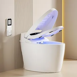 LOUPUSUO Smart Toilet,Japanese Tankless Toilet with Warm Water Sprayer and Dryer, Foot Sensor Operation,Bidet with Heated Seat Smart with Bidet Built In Fahrenheit LED Display