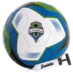 Franklin Sports Seattle Sounders FC Soccer Ball, Official Size 5, High-Gloss Cover, Abrasion-Resistant, Foam Cushioning, Long-Lasting Air Retention, Includes Air Pump