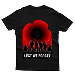 Lest we Forget Remembrance Day Poppy Flower War Heroes Armistice Day Women Oversized Mens Kids Family T-Shirt Top|Oversized T Shirts|Boys T Shirts Black 4 Years