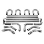 ‎DNA MOTORING ZTL-225SS 16 Pcs 2.25 Inches Stainless Steel DIY Custom Exhaust Tubing Mandrel Bend Pipe Straight & U-Bend Kit, Universal Fit