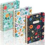 EOOUT 3 Pack Spiral Notebook, Journal for Women, Hardcover Spiral Journal, 5.5 x 8.3 Inches, 160 Pages, Cute Blooming Floral, Back Pocket, 100gsm Paper, for Gifts, Work, Office and School Supplies