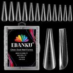 EBANKU 120 PCS Clear Dual Nail Forms System Flat Coffin Nail Mold Tips Acrylic Stiletto Nail Extension Tools for Nail Art Salon Nails Design