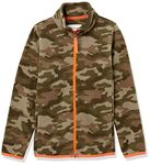 Amazon Essentials Boys' Polar Fleece Full-Zip Mock Jacket, Green Camo Print, X-Small