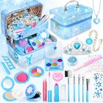 INNOCHEER Kids Makeup Kit for Girl Toys, Frozen Toys for Girls Makeup Kit, Washable Make Up for Kids Double Layer, Frozen Makeup for Little Girls, Gifts Toys for 3 4 5 6 7 8 9 10 11 12+ Year Old Girls