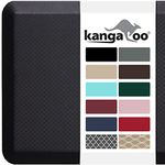 KANGAROO Thick Ergonomic Anti Fatigue Cushioned Kitchen Floor Mats, Standing Office Desk Mat, Waterproof Scratch Resistant Topside, Supportive All Day Comfort Padded Foam Rugs, 32x20, Black