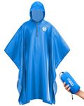 Foxelli Hooded Rain Poncho for Adults – Extra Long Reusable Waterproof Raincoat for Men and Women, Lightweight Rain Gear