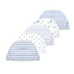 Newborn Baby Soft Cotton Organic Cap and Mitten Set Sunny Hats 10 Pack for Hospital Baby Boy and Girl(0-6 Months) Blue