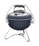 Weber Smokey Joe Premium Charcoal Grill Barbeque, 37cm | Portable BBQ Grill with Tuck-N-Carry Lid Cover & Plated Steel Legs | Folding Outdoor Cooker | Porcelain-Enamelled Bowl - Slate Blue (1126804)