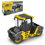 Gemini&Genius Road Roller Construction Vehicle Toy, Double-drum Road Roller 1/50 Scale Die-cast Grader Engineering Road Planer Vehicle, Asphalt Drum Compactor Alloy Model Toys and Collections for Kids