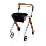 Stander Let’s Go Indoor Rollator, Lightweight Four Wheel Euro Style Walker with Tray, Folding Mobility Aid for Seniors by Trust Care, Walnut