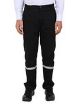 CLUB TWENTY ONE Men's Cotton Trouser with Reflective Tape for Safety Workwear (3XL, Black)