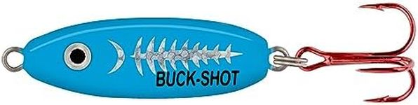 Northland Fishing Tackle Buck-Shot Ice Fishing Rattle Spoon, Super-Glo Exo Blue, 1/4 Oz, 1/Cd