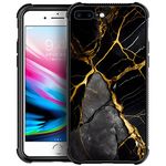 DJSOK Compatible with Case for iPhone 8 Plus Case, Luxury Black Gold Marble Pattern iPhone 7 Plus Cases for Men Women Fans,Anti Scratch and Shockproof Phone Protective case