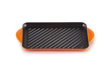 Le Creuset Enamelled Cast Iron Rectangular Grill, For Low Fat Cooking On All Hob Types Including Induction, 32.5cm, Volcanic, 20202320900460, Oven Red