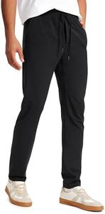 CRZ YOGA 4-Way Stretch Athletic Pants for Men 30" Workout Lounge Casual Work Jogger Pants with Zip Pocket Black Medium