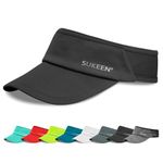 Sukeen Sun Visor Hat Women, Wide Brim Sun Protection Ladies Visor Cap, Cool Running Visor with Breathable Sweatband, Sports Outdoor Golf Hat Women Men for Cycling Tennis Black