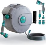 Pro-Kleen Retractable Hose Reel Wall Mounted 20M, Auto Lock, Auto Rewind, 10 Function Spray Gun Nozzle, 180 Degree Pivot Swivelling, Long Reach, Garden Outdoor, Vehicle Watering Pipe Heavy Duty (20M)