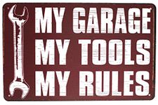 SUMIK My Garage My Tool My Rules, Metal Tin Sign, Vintage Poster Plaque Garage Home Wall Decor