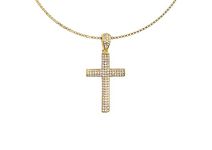 ORIONZ Pendant Locket for Men & Women - 925 Sterling Silver with Zircon - Iced Out Cross Pendant - Unisex Silver Jewellery - 18k Gold Plated - Stylish Birthday Anniversary Gift for Boys & Girls