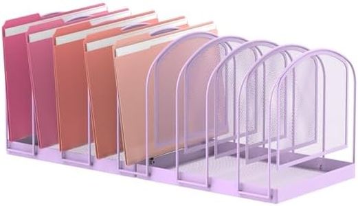 SUPEASY File Organizer 9-Section Mesh Desk Organizer, Upright File Organizer Desktop Organizer File Sorter, File Folder Holder for Office Supplies, Purple